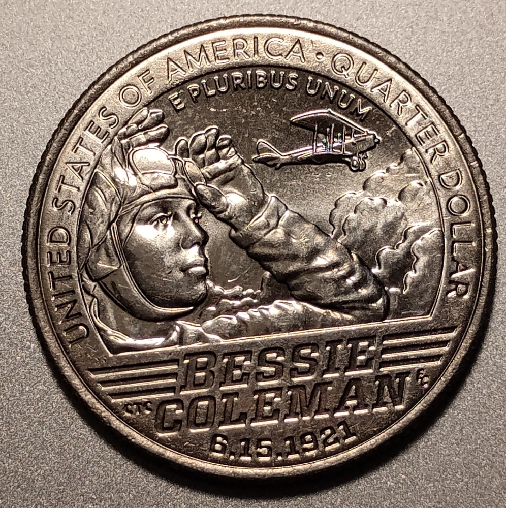 Bessie Coleman Commemorative Quarter - Silver Tone Collectible Coin 2023 D